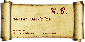 Mehler Balázs névjegykártya